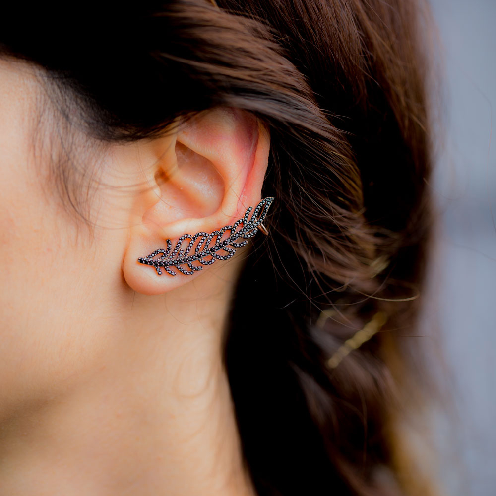 Black Natural Cuff Earrings - Image 2