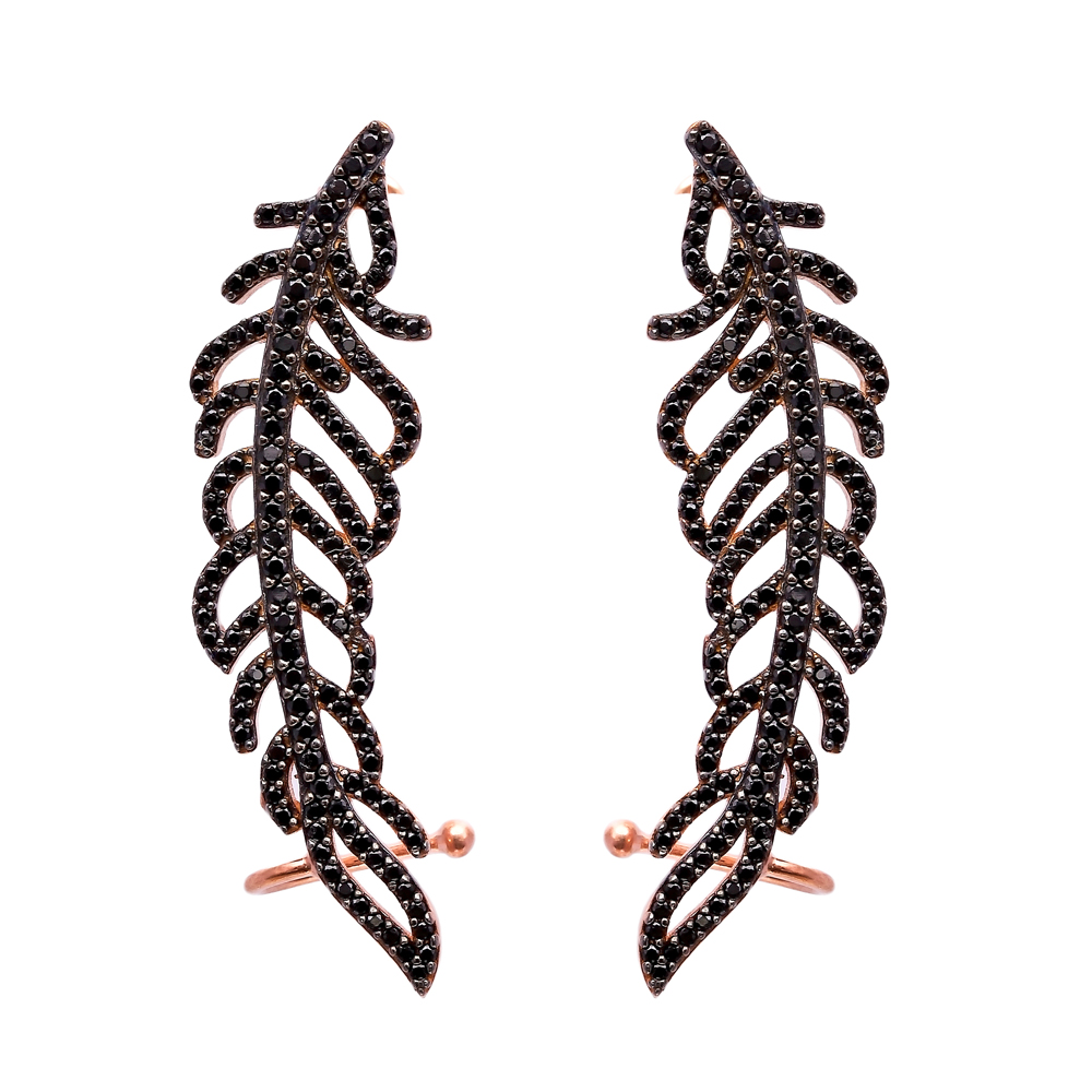 Black Natural Cuff Earrings