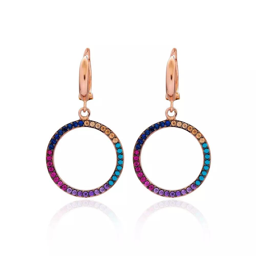 Rainbow Hoop Zircon Earrings